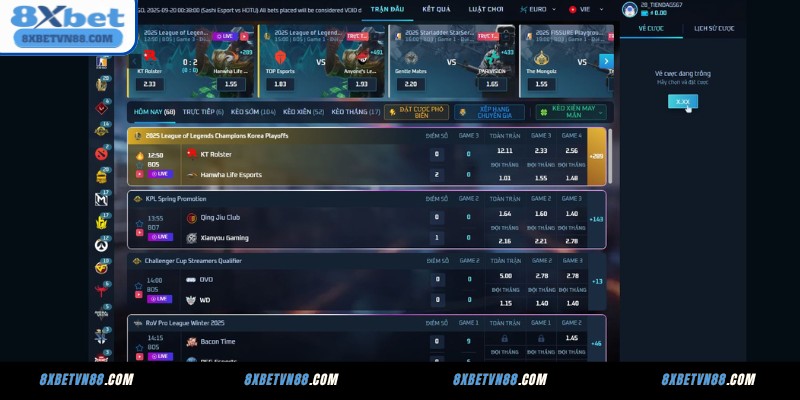 E-Sports 8XBET – Thử thách cùng các giải đấu lớn